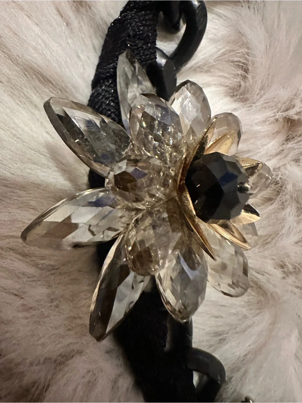 Anne Fontaine Braided Chain Belt with Crystal Flower Accents. Statement piece!
